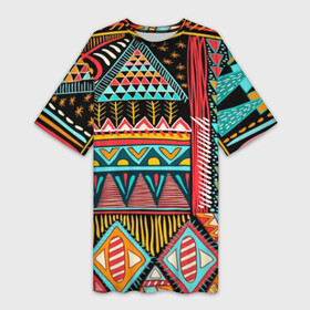 Платье-футболка 3D с принтом Африканский стиль в Екатеринбурге,  |  | Тематика изображения на принте: africa | african | pattern | style | trend | африка | африканский стиль | геометрия | мода | орнамент | паттерн | стиль | тренд