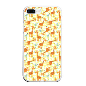 Чехол для iPhone 7Plus/8 Plus матовый с принтом Жирафики в Екатеринбурге, Силикон | Область печати: задняя сторона чехла, без боковых панелей | giraffe | pattern | животные | жираф | паттерн | текстура