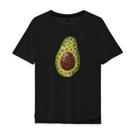 Мужская футболка хлопок Oversize с принтом Авокадо в Екатеринбурге, 100% хлопок | свободный крой, круглый ворот, “спинка” длиннее передней части | вкусняшка | графика | жиры | зож | косточка | мозаика | овощ | паззл | пазл | плод | пп | правильное питание | фитоняшка | фрагменты | фрукт