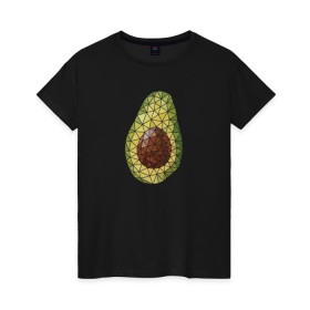 Женская футболка хлопок с принтом Авокадо в Екатеринбурге, 100% хлопок | прямой крой, круглый вырез горловины, длина до линии бедер, слегка спущенное плечо | вкусняшка | графика | жиры | зож | косточка | мозаика | овощ | паззл | пазл | плод | пп | правильное питание | фитоняшка | фрагменты | фрукт