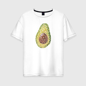 Женская футболка хлопок Oversize с принтом Авокадо в Екатеринбурге, 100% хлопок | свободный крой, круглый ворот, спущенный рукав, длина до линии бедер
 | вкусняшка | графика | жиры | зож | косточка | мозаика | овощ | паззл | пазл | плод | пп | правильное питание | фитоняшка | фрагменты | фрукт