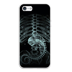 Чехол для iPhone 5/5S матовый с принтом Чужой на Рентгене в Екатеринбурге, Силикон | Область печати: задняя сторона чехла, без боковых панелей | alien | больница | больной | внутренний мир | врач | клиника | кости | пациент | ребра | рентген | скелет | снимок | хищник