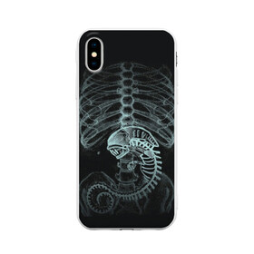 Чехол для iPhone X матовый с принтом Чужой на Рентгене в Екатеринбурге, Силикон | Печать на задней стороне чехла, без боковой панели | alien | больница | больной | внутренний мир | врач | клиника | кости | пациент | ребра | рентген | скелет | снимок | хищник
