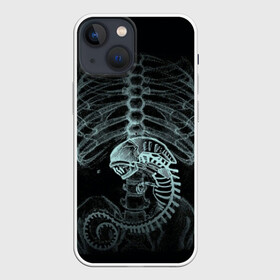 Чехол для iPhone 13 mini с принтом Чужой на Рентгене в Екатеринбурге,  |  | alien | больница | больной | внутренний мир | врач | клиника | кости | пациент | ребра | рентген | скелет | снимок | хищник