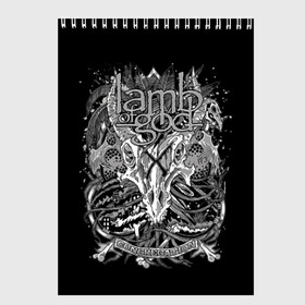 Скетчбук с принтом Lamb of God в Екатеринбурге, 100% бумага
 | 48 листов, плотность листов — 100 г/м2, плотность картонной обложки — 250 г/м2. Листы скреплены сверху удобной пружинной спиралью | death metal | lamb of god | log | грув метал | группы | метал | музыка | рок | трэш