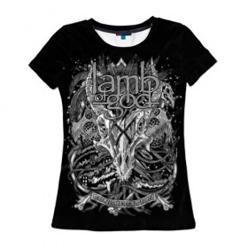 Женская футболка 3D с принтом Lamb of God в Екатеринбурге, 100% полиэфир ( синтетическое хлопкоподобное полотно) | прямой крой, круглый вырез горловины, длина до линии бедер | death metal | lamb of god | log | грув метал | группы | метал | музыка | рок | трэш