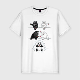 Мужская футболка премиум с принтом Панда превращение в Екатеринбурге, 92% хлопок, 8% лайкра | приталенный силуэт, круглый вырез ворота, длина до линии бедра, короткий рукав | 