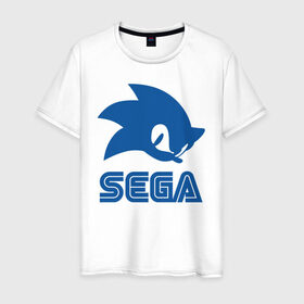 Мужская футболка хлопок с принтом Sonic Sega в Екатеринбурге, 100% хлопок | прямой крой, круглый вырез горловины, длина до линии бедер, слегка спущенное плечо. | sega | sonic | еж соник | сега | соник