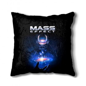 Подушка 3D с принтом Mass Effect в Екатеринбурге, наволочка – 100% полиэстер, наполнитель – холлофайбер (легкий наполнитель, не вызывает аллергию). | состоит из подушки и наволочки. Наволочка на молнии, легко снимается для стирки | 