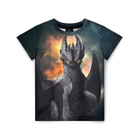 Детская футболка 3D с принтом Night Fury в Екатеринбурге, 100% гипоаллергенный полиэфир | прямой крой, круглый вырез горловины, длина до линии бедер, чуть спущенное плечо, ткань немного тянется | how to train your dragon | night fury | беззубик | дракон | как приручить дракона | ночная фурия