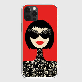 Чехол для iPhone 12 Pro Max с принтом Fashion woman в Екатеринбурге, Силикон |  | black | brunette | caret | design | fashionable | girl | hairstyle | leaves | lips | patterns | plants | pop art | portrait | red | smile | woman | брюнетка | губы | девушка | дизайн | женщина | каре | красные | листья | модная | очки | поп арт 