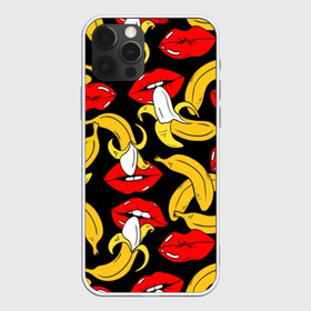 Чехол для iPhone 12 Pro Max с принтом Губы и бананы в Екатеринбурге, Силикон |  | background | bananas | black | drawing | erotic | food | fruit | lips | red | womens | бананы | губы | еда | женские | красные | рисунок | фон | фрукты | черный