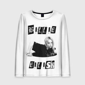 Женский лонгслив 3D с принтом Billie Eilish в Екатеринбурге, 100% полиэстер | длинные рукава, круглый вырез горловины, полуприлегающий силуэт | bad guy | bellyache | billie eilish | bury a friend | ocean eyes | when we all fall asleep where do we go | билли айлиш | музыка | певица