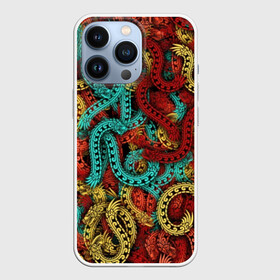Чехол для iPhone 13 Pro с принтом Кетцалькоатли в Екатеринбурге,  |  | aztek | quetzalcoatl | quetzalcoatlus | ацтеки | дракон | змея | зхмей | кетцалькоатль | мифология | монстр | паттрен | узор