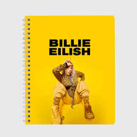 Тетрадь с принтом Billie Eilish в Екатеринбурге, 100% бумага | 48 листов, плотность листов — 60 г/м2, плотность картонной обложки — 250 г/м2. Листы скреплены сбоку удобной пружинной спиралью. Уголки страниц и обложки скругленные. Цвет линий — светло-серый
 | bad guy | bellyache | billie eilish | bury a friend | ocean eyes | when we all fall asleep where do we go | билли айлиш | музыка | певица