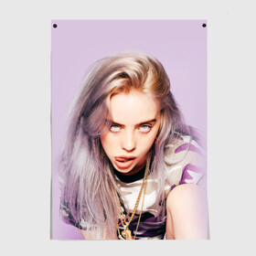 Постер с принтом Billie Eilish в Екатеринбурге, 100% бумага
 | бумага, плотность 150 мг. Матовая, но за счет высокого коэффициента гладкости имеет небольшой блеск и дает на свету блики, но в отличии от глянцевой бумаги не покрыта лаком | bad guy | bellyache | billie eilish | bury a friend | ocean eyes | when we all fall asleep where do we go | билли айлиш | музыка | певица