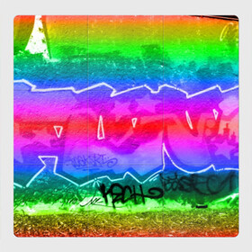 Магнитный плакат 3Х3 с принтом GRAFFITI NEON в Екатеринбурге, Полимерный материал с магнитным слоем | 9 деталей размером 9*9 см | grafiti | paint | street art | urban | город | граффити | искусство | кирпичи | краски | рисунки | стена | улицы | уличное искусство