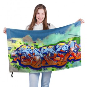 Флаг 3D с принтом graffiti color в Екатеринбурге, 100% полиэстер | плотность ткани — 95 г/м2, размер — 67 х 109 см. Принт наносится с одной стороны | 