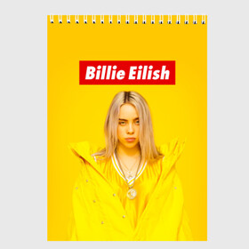 Скетчбук с принтом Billie Eilish в Екатеринбурге, 100% бумага
 | 48 листов, плотность листов — 100 г/м2, плотность картонной обложки — 250 г/м2. Листы скреплены сверху удобной пружинной спиралью | bad guy | bellyache | billie eilish | bury a friend | ocean eyes | when we all fall asleep where do we go | билли айлиш | музыка | певица