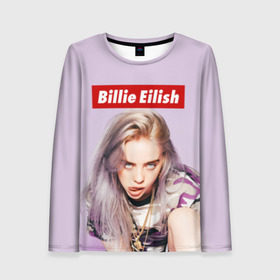 Женский лонгслив 3D с принтом Billie Eilish в Екатеринбурге, 100% полиэстер | длинные рукава, круглый вырез горловины, полуприлегающий силуэт | bad guy | bellyache | billie eilish | bury a friend | ocean eyes | when we all fall asleep where do we go | билли айлиш | музыка | певица