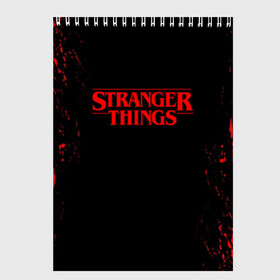 Скетчбук с принтом STRANGER THINGS в Екатеринбурге, 100% бумага
 | 48 листов, плотность листов — 100 г/м2, плотность картонной обложки — 250 г/м2. Листы скреплены сверху удобной пружинной спиралью | 011 | eleven | friends don t lie | netflix | stranger things | демогоргон | нетфликс | одиннадцатая | очень странные дела | сезон 3 | сериалы