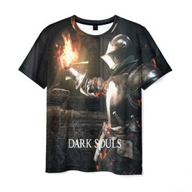 Мужская футболка 3D с принтом DARK SOULS в Екатеринбурге, 100% полиэфир | прямой крой, круглый вырез горловины, длина до линии бедер | art | artwork | crown | dark soul | dark souls iii | death | digital art | embers | fanatsy | fire | flames | game | mask | skeletons | воин | минимализм | рыцарь | тёмные души