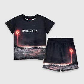 Детский костюм с шортами 3D с принтом DARK SOULS в Екатеринбурге,  |  | art | artwork | crown | dark soul | dark souls iii | death | digital art | embers | fanatsy | fire | flames | game | mask | skeletons | воин | минимализм | рыцарь | тёмные души