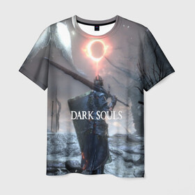 Мужская футболка 3D с принтом DARK SOULS в Екатеринбурге, 100% полиэфир | прямой крой, круглый вырез горловины, длина до линии бедер | art | artwork | crown | dark soul | dark souls iii | death | digital art | embers | fanatsy | fire | flames | game | mask | skeletons | воин | минимализм | рыцарь | тёмные души