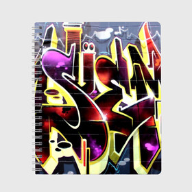 Тетрадь с принтом Graffiti collection 2019 в Екатеринбурге, 100% бумага | 48 листов, плотность листов — 60 г/м2, плотность картонной обложки — 250 г/м2. Листы скреплены сбоку удобной пружинной спиралью. Уголки страниц и обложки скругленные. Цвет линий — светло-серый
 | felipe pantone | grafiti | paint | street art | urban | город | граффити | искусство | кирпичи | краски | рисунки | стена | улицы | уличное искусство