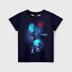 Детская футболка 3D с принтом TENNIS NEON в Екатеринбурге, 100% гипоаллергенный полиэфир | прямой крой, круглый вырез горловины, длина до линии бедер, чуть спущенное плечо, ткань немного тянется | neon | sport | tennis | неон | неоновый | спорт | спортсмен | теннис