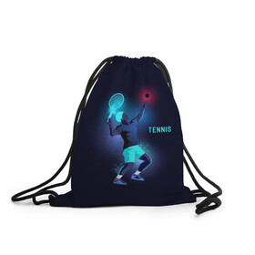 Рюкзак-мешок 3D с принтом TENNIS NEON  в Екатеринбурге, 100% полиэстер | плотность ткани — 200 г/м2, размер — 35 х 45 см; лямки — толстые шнурки, застежка на шнуровке, без карманов и подкладки | neon | sport | tennis | неон | неоновый | спорт | спортсмен | теннис