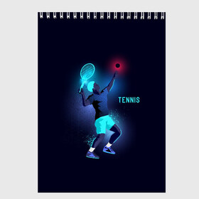 Скетчбук с принтом TENNIS NEON в Екатеринбурге, 100% бумага
 | 48 листов, плотность листов — 100 г/м2, плотность картонной обложки — 250 г/м2. Листы скреплены сверху удобной пружинной спиралью | neon | sport | tennis | неон | неоновый | спорт | спортсмен | теннис
