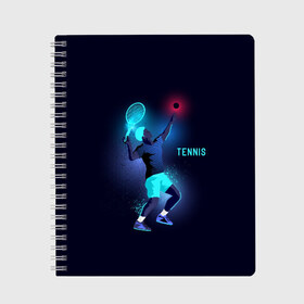Тетрадь с принтом TENNIS NEON в Екатеринбурге, 100% бумага | 48 листов, плотность листов — 60 г/м2, плотность картонной обложки — 250 г/м2. Листы скреплены сбоку удобной пружинной спиралью. Уголки страниц и обложки скругленные. Цвет линий — светло-серый
 | neon | sport | tennis | неон | неоновый | спорт | спортсмен | теннис