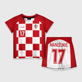 Детский костюм с шортами 3D с принтом Марио Манджукич в Екатеринбурге,  |  | mandzukic | mario mandzukic | игрок | манджукич | марио манджукич | сборная хорватии | форма | футбол | футболист | хорватия | чемпионат мира