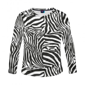 Женский лонгслив 3D с принтом Полосы зебры в Екатеринбурге, 100% полиэстер | длинные рукава, круглый вырез горловины, полуприлегающий силуэт | abstraction | african | animal | black and white | camouflage | disguise | skin | stripes | zebra | абстракция | африканская | животное | зебры | камуфляж | маскировка | полосы | черно белый