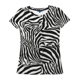 Женская футболка 3D с принтом Полосы зебры в Екатеринбурге, 100% полиэфир ( синтетическое хлопкоподобное полотно) | прямой крой, круглый вырез горловины, длина до линии бедер | abstraction | african | animal | black and white | camouflage | disguise | skin | stripes | zebra | абстракция | африканская | животное | зебры | камуфляж | маскировка | полосы | черно белый