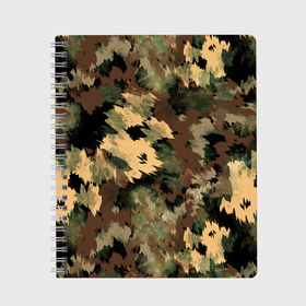Тетрадь с принтом Камуфляж в Екатеринбурге, 100% бумага | 48 листов, плотность листов — 60 г/м2, плотность картонной обложки — 250 г/м2. Листы скреплены сбоку удобной пружинной спиралью. Уголки страниц и обложки скругленные. Цвет линий — светло-серый
 | abstraction | army | autumn | brown | camouflage | disguise | fishing | green | khaki | nature | spots | абстракция | армия | зеленый | камуфляж | коричневый | маскировка | осень | охота | природа | пятна | рыбалка | хаки