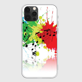 Чехол для iPhone 12 Pro с принтом Ноты color в Екатеринбурге, силикон | область печати: задняя сторона чехла, без боковых панелей | music | абстракция | книга | листы | музыка | музыкальный | ноты | произведение | страница | тетрадь