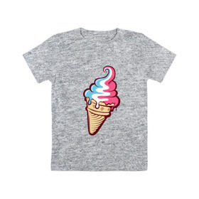 Детская футболка хлопок с принтом Ice Cream в Екатеринбурге, 100% хлопок | круглый вырез горловины, полуприлегающий силуэт, длина до линии бедер | ice cream | мороженное | прикольный принт | принт футболка | рожок мороженного | футболка с принтом
