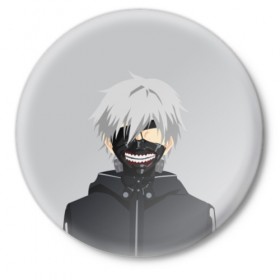 Значок с принтом Kaneki Ken в Екатеринбурге,  металл | круглая форма, металлическая застежка в виде булавки | ghoul | kaneki | ken | tokyo | гуль | канеки | кен | токийский