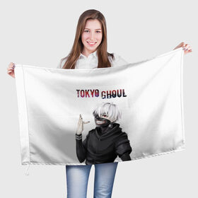 Флаг 3D с принтом Kaneki Ken в Екатеринбурге, 100% полиэстер | плотность ткани — 95 г/м2, размер — 67 х 109 см. Принт наносится с одной стороны | ghoul | kaneki | ken | tokyo | гуль | канеки | кен | токийский