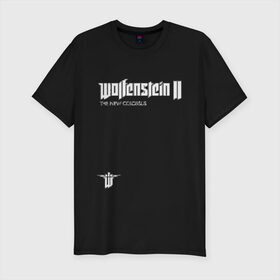 Мужская футболка премиум с принтом Wolfenstein2: The New Colossus в Екатеринбурге, 92% хлопок, 8% лайкра | приталенный силуэт, круглый вырез ворота, длина до линии бедра, короткий рукав | game | new colossus | new order | wolfenstein | youngblood | би джей | волчий камень | вольфенштайн | вольфенштейн | германия | игра | немец | шутер