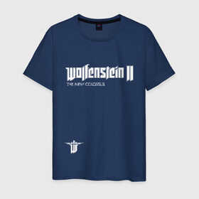 Мужская футболка хлопок с принтом Wolfenstein2: The New Colossus в Екатеринбурге, 100% хлопок | прямой крой, круглый вырез горловины, длина до линии бедер, слегка спущенное плечо. | game | new colossus | new order | wolfenstein | youngblood | би джей | волчий камень | вольфенштайн | вольфенштейн | германия | игра | немец | шутер