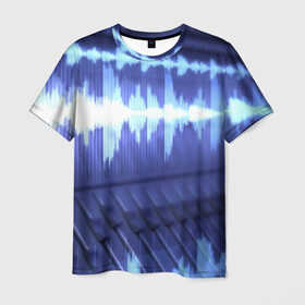 Мужская футболка 3D с принтом MUSIC в Екатеринбурге, 100% полиэфир | прямой крой, круглый вырез горловины, длина до линии бедер | music | абстракция | книга | листы | музыка | музыкальный | ноты | произведение | страница | тетрадь | эквалайзер | электро