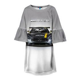 Детское платье 3D с принтом AMG Motorsport в Екатеринбурге, 100% полиэстер | прямой силуэт, чуть расширенный к низу. Круглая горловина, на рукавах — воланы | amg | car | mercedes benz | mersedes | motorsport | power | race | автомобиль | автоспорт | гонка | мерседес | мощь