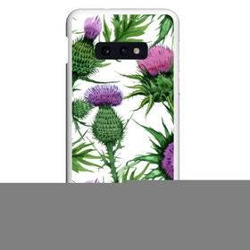 Чехол для Samsung S10E с принтом Цветок репейника в Екатеринбурге, Силикон | Область печати: задняя сторона чехла, без боковых панелей | Тематика изображения на принте: акварель | мода | стиль | цветочки | цветы