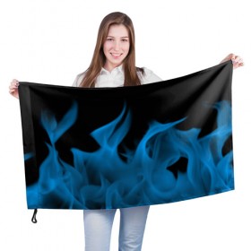 Флаг 3D с принтом Синий огонь в Екатеринбурге, 100% полиэстер | плотность ткани — 95 г/м2, размер — 67 х 109 см. Принт наносится с одной стороны | fire | flame | in fire | smoke | в огне | дым | огненный | огонь | текстуры