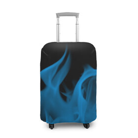 Чехол для чемодана 3D с принтом Синий огонь в Екатеринбурге, 86% полиэфир, 14% спандекс | двустороннее нанесение принта, прорези для ручек и колес | fire | flame | in fire | smoke | в огне | дым | огненный | огонь | текстуры