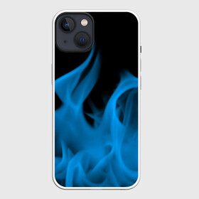 Чехол для iPhone 13 с принтом Синий огонь в Екатеринбурге,  |  | fire | flame | in fire | smoke | в огне | дым | огненный | огонь | текстуры