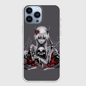 Чехол для iPhone 13 Pro Max с принтом Girl  Death в Екатеринбурге,  |  | bones | eyes | flower | girl | horns | ribbon | skeleton | skull | view | взгляд | девочка | лента.глаза | рога | скелет | цветок | череп.кости